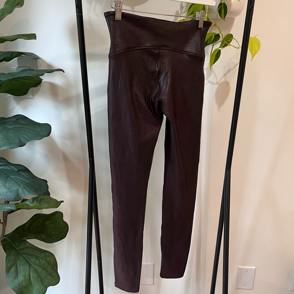Spanx High-Waist Faux Leather Leggings - Dark Brown